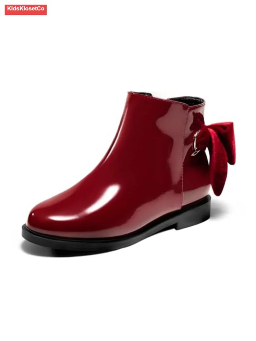 Girls Ankle Boots Chunky Low Heel Side Zipper Bow Dress Booties Fall Winter
